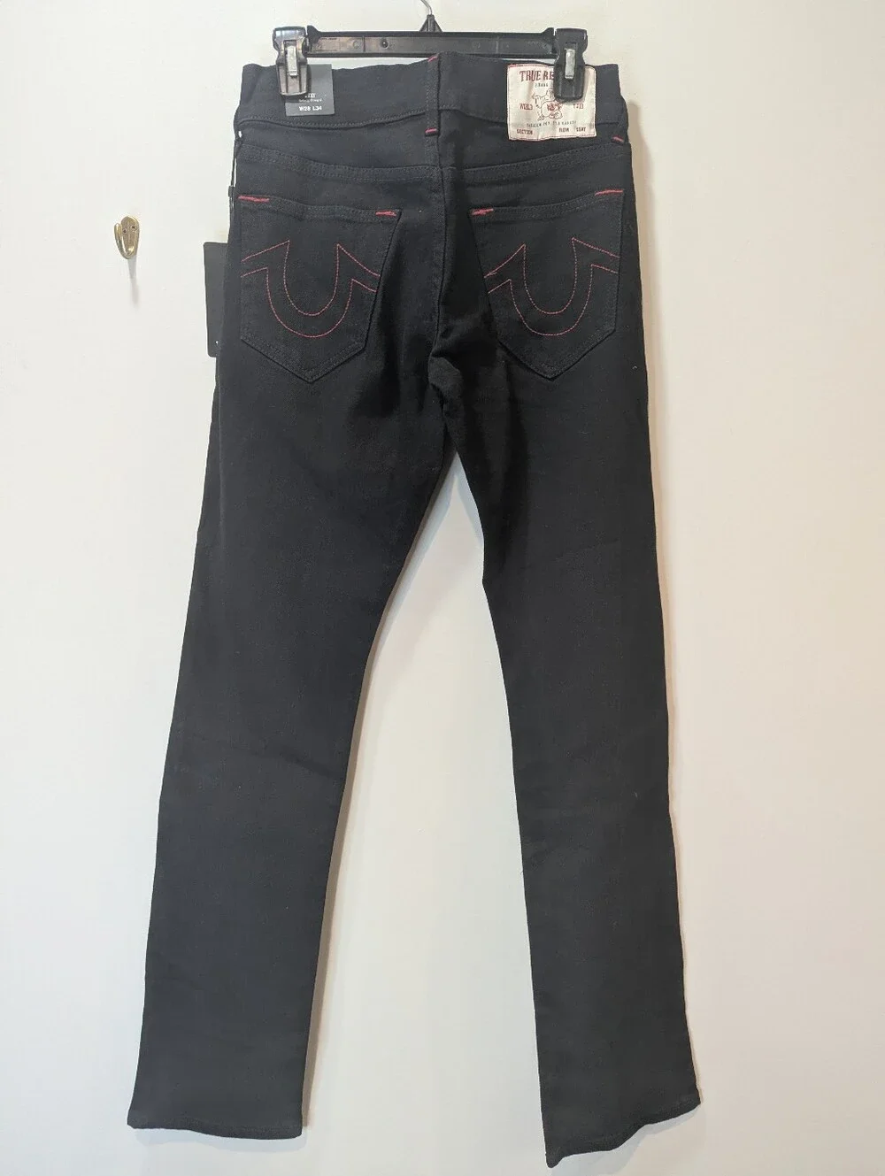 NWT True Religion Ricky Relaxed Straight Leg Black Jeans Men's Size 28 X 34